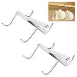 UFURMATE Mug Hooks, 2Pcs 304 Stainless Steel Mug Holder Drilling Free Coffee Cups Holder Under Cabinet Mug Holder Rack, Fit for Cabinet 0.78" or Less (Silver)