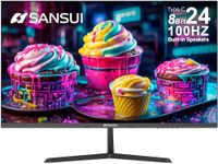 SANSUI Monitor 24 inch 100Hz USB Type-C Computer Monitor Built-in Speakers丨FHD 1080P丨HDMI丨DisplayPort 丨HDR丨 VESA Compatible for Game and Office