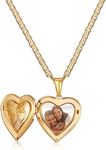 Barzel 18K Gold Plated Heart Locket Necklace with Mariner Chain - Made in Brazil (Heart, 18 Inches)