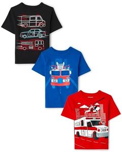 The Children's Place Baby-Boys and Toddler Boys Short Sleeve Graphic T-Shirt 3-Pack, Rescue Vehicles, 2 Years