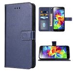 FDCWTSH Compatible with Samsung Galaxy S5 Wallet Case and Wrist Strap Lanyard Leather Flip Cover Card Holder Stand Cell Phone Cases for Glaxay S 5 Neo Gaxaly 5S Galaxies GS5 G900A G900T Blue