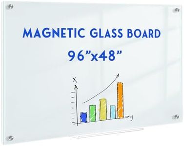Magnetic Glass Whiteboard, 8' x 4' Glass Dry Erase Board for Wall, 96" x 48" Large Frameless White Board with 1 Marker Tray and 10 Magnets for Office, Home, Classroom - Normal White
