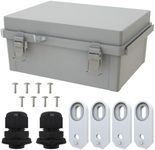 MAKERELE Large Junction Box Waterproof IP67 Plastic Outdoor Electrical Box and 3/4" NPT*2 Enclosure with Mounting Plate Suitable for Various Projects(16.1"*12.2"*7.1")