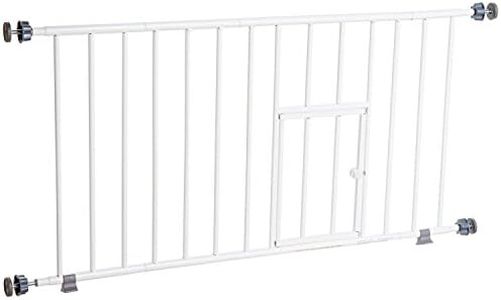 Carlson Pet Products MINI Expandable Extra Wide Pet Gate with Small Pet Door (916006), White, 18-31 inches