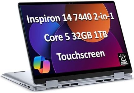 Dell Inspiron 14 7440 2-in-1 Laptop (14" FHD+ Touchscreen, Intel Core 5 120U (> i7-1355U), 32GB DDR5, 1TB SSD), for Creator, Designer, 10-Hr Long Battery Life, Backlit, Win 11 Pro w/ AI Copilot