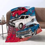 Yunine car Blanket, 50 x 60 Inches Throw Blanket Old American Muscle car Pattern Soft Warm Blanket for Bed Couch Sofa Lightweight Travelling Camping Comfort Home Decoration for All Season