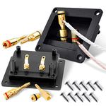 Kalevel 2pcs 2 Way Speaker Box Terminal with 2 Pairs Banana Plugs Square Binding Post Terminal Screw Cup Connection Subwoofer Banana Plugs Open Screw Type with Screws for DIY Home Car Stereo