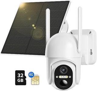 Ebitcam 4G LTE Cellular Security Camera Includes Memory Card & SIM Card(Support Verizon/AT&T/T-Mobile), 2K Solar Outdoor Cam Wireless Without WiFi Needed, 360° Live View, Color Night Vision