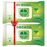 Dettol Disinfectant Sanitizer Wet Wipes for Skin & Surfaces, Original – 80 Count & Disinfectant Skin & Surface Wipes, Original – 40 Count