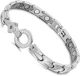 RainSo Elegant Womens Magnetic Bracelets Stainless Steel Magnetic Bracelet For Women Adjustable with Remove Tool & Gift Box (Silver)