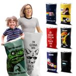 Potato Sack Race Bags | Yard Games | Durable, Interwoven Plastic | Fun, Meme Designs | Family Games For Kids And Adults | Party Supplies | Easter, BBQ, Picnic, Holiday | Set Of 8 | 23’’ x 40’’