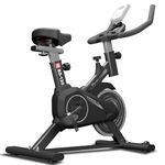 PowerMax Fitness BS-125 Spin Exercise Bike For Home Use,16Mm 6Kg Flywheel,Max User Weight 130Kg,LCD Display,2Pc Crank,Heart Rate Sensor,Knob Braking,Adjustable Foot Strap And Seat,Ipad Holder,Black