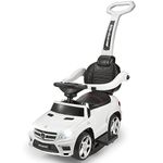 VOLTZ TOYS Push Car, Official Licensed Mercedes-Benz AMG GL63 4-in-1 Baby Push Pedal Ride-On Car with Push Bar, Leather Seat, Foot Rest, Full LED Lighting, MP3 and Rocking Chair Rails (White)