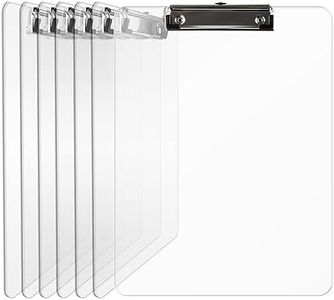 Macroclo Plastic Clipboards Set of 6, Acrylic Clear Clip board 8.5x11 for Classroom, Students, Kid, Letter Size A4 Transparent Clipboards Size 9" x 12.5" with Low Profile Clip, Office & School Supply.