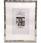 Lawrence Frames 5 by 7-Inch Silver Metal Bamboo Picture Frame, 8 by 10-Inch Matted