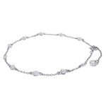 SAVEARTH DIAMONDS 3mm Round Cut Lab Created Moissanite Bezel Set Single Piece Station Anklet Ankle Bracelet for Women in 14k White Gold Plated Sterling Silver(1 Cttw) 9", 9 inch, Metal, moissanite