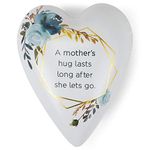 DEMDACO Mother's Hug Lasts Floral Blue 4 x 3 Resin Stone Art Heart Keeper Figurine