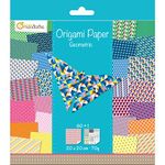 Avenue Mandarine - Ref 52501MD - Origami Sheet Pack - Geometric Patterns - 60 Fully Printed Sheets, 20 x 20cm, Eye Sticker Sheet Included, 70gsm Paper, Suitable for Ages 7+