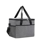 12L Soft Cooler Bag with Hard Liner, Large Insulated Picnic Lunch Bag Box Soft-Sided Cooling Bag for Camping/BBQ/Family Outdoor Activities Sports (Gray - 25 * 19 * 27cm)