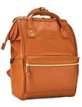 Kah&Kee Leather Backpack Diaper Bag Laptop Travel Doctor Teacher Bag For Women Man (Camel II)