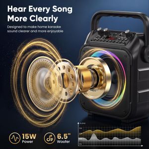 Karaoke Machine with 2 Wireless Microphones – Portable Bluetooth Speaker
