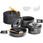 Lixada Camping Cookware Set,Outdoor Camping Cookware Kit Lightweight Pot Frying Pan Non-stick for 2 to 3 People Camping, Hiking, Picnic