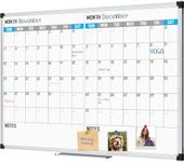 XBoard Magnetic Calendar Whiteboard 48" x 36" - 2 Month Calendar Dry Erase Board, White Board + Colorful Calendar Board, Silver Aluminium Framed Monthly Planning Board