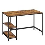 VASAGLE Computer Desk, Writing Desk with 2 Shelves on Left or Right, Work Table for Office Living Room, Steel Frame, Industrial, Rustic Brown and Black LWD47X