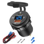 48W 12V USB Outlet USB C Car Socket, PD 30W and QC 18W Car USB Ports Waterproof Cigarette Lighter Replacement Car Charger Power Outlet with LED Digital Voltmeter for Boat Marine Truck Golf RV, etc.