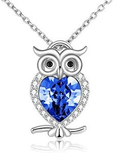 WINNICACA Owl Necklace S925 Sterling Silver Birthstone Owl Pendants Cute Animals Jewellery Gifts for Women Girls Owl Lover, Silver, Cubic Zirconia