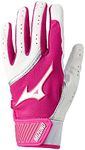 Mizuno MVP Youth Tee Ball Batting Glove, White-Pink, T-Ball