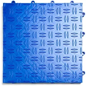 Big Floors GarageTrac Diamond, Interlocking Non-Slip Garage Flooring Tile, Durable, Modular, Heavy-Duty Copolymer, Easy Install (48 Pack), Royal Blue