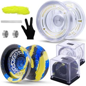 YOYOSTUDIO Responsive Yoyos Pack - Metal Yoyo F25 + Plastic Yoyos P1 White, Professional Yoyo for Kids 8-12 & Adults Dual Mode Yo-Yos with 10 Yo-Yo Strings, Unresponsive Yo Yo Bearing Kit, Case