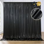 Black Sequin Backdrop Curtain Panels for Parties, 1 Panels 5x10FT Wrinkle Free Glitter Photo Backdrop Drapes Back Drop Cloth Shiny Fabric for Wedding Birthday Christmas Photography Background