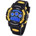 Edillas Digital Watch for Boys,7 Colorful LED Lights Flashing,50M Waterproof,Outdoor Sports Stopwatch,Alarm Clock for Children's Hands,Boys' Holiday Presents Ages 7-15,Black-Yellow