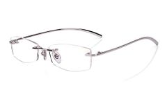 Agstum Pure Titanium Rimless Glasses Prescription Eyeglasses Rx (Silver