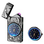 RSBYE Watch Lighetr,Electric Lighter,Dual Arc Plasma Lighter,USB Lighter Rechargeable with Battery Display,Cool Lighter with Clock & Flashlight,Unique Gift for Men and Women (Dolphin Black)