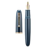 Jinhao 9019 Fountain Pen Dark Blue Acrylic Dadao Series Gold Trim #8 Fine Point Large Converter Smooth Writing Instrument