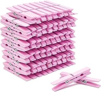 Juvale 100 Pack Wooden Clothespins for Hanging Laundry, Crafts, Photos (Pink, 4 in)