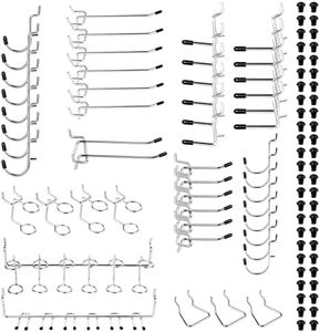 Hogurity Pegboard Hook 100 Pcs, Heavy Duty Peg Board Hooks fit 1/8"＆1/4" Pegboards, Pegboard Accessories with Peg Locks for Organizing Various Tools,Peg Board Tool Utility Hooks