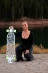 GHOST BOARDS Custom Longboard - Clear Long Boards with LED Wheels and Remote Control for Night Riding - Acrylic Skateboard Delivers Style, Stability, and Smooth Performance - 40" - Topograph