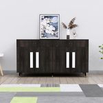 Bniture Multipurpose Storage Cabinet for Living Room, Kitchen, Office, Sideboard Cabinet with 2 Drawer and 4 Door Storage(MP102) (Flower Wenge)