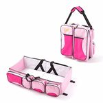 GTC® Portable Multifunctional Baby Travel Bed Cot/Bassinet and Folding Mummy Diaper Bag (AA) (Pink)