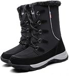 Womens Mid-Calf Snow Boot Women's Winter Warm Fur Plush Lightweight Boots Lady Resistance Cold Shoes Memory Foam?6 UK,Black