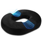 Emoobin Donut Pillow Hemorrhoid Pillow for Office Chair, Orthopedic Pain Relief Pillow for Pregnancy, Coccyx, Pressure Sores, Postnatal, Sciatica,18 Inches Black