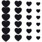 Lystaii 24pcs Heart Shape Iron on Patches Cute Mini Heart Iron-on sew-on Patches Embroidered Applique Decoration Patches Assorted Size Custom Patches for Clothing Jeans Hats Bags (4 Size, Black)