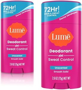 Lume Deodorant Plus Sweat Control - Smooth Solid Stick - Extra Strength Antiperspirant - 72 Hour Odor And Sweat Control - Baking Soda Free, Skin Loving - 2.6 ounce (Unscented) Pack of 2