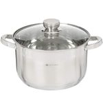 Daniks Standard Stainless Steel Stock Pot with Glass Lid | Induction 4 Quart | Dishwasher Safe Pot | Measuring Scale | Soup Pasta Stew Pot | Silver