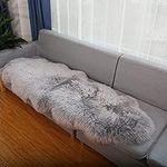 Altlue Real Genuine Sheepskin Rugs Natural Fur Rug Double Sheepskin Rug Authentic Sheepskin Throw Rug Sheepskin Seat Covers for Chairs Recliner Sofa Wool Rug Fluffy Rugs for Bedroom Livingroom Grey