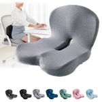 Celinva Orthopedic Cushion, Seat Cushion for Truck Driver, L-Shaped Integrated, with Lumbar Support for Car & Office (Gray)